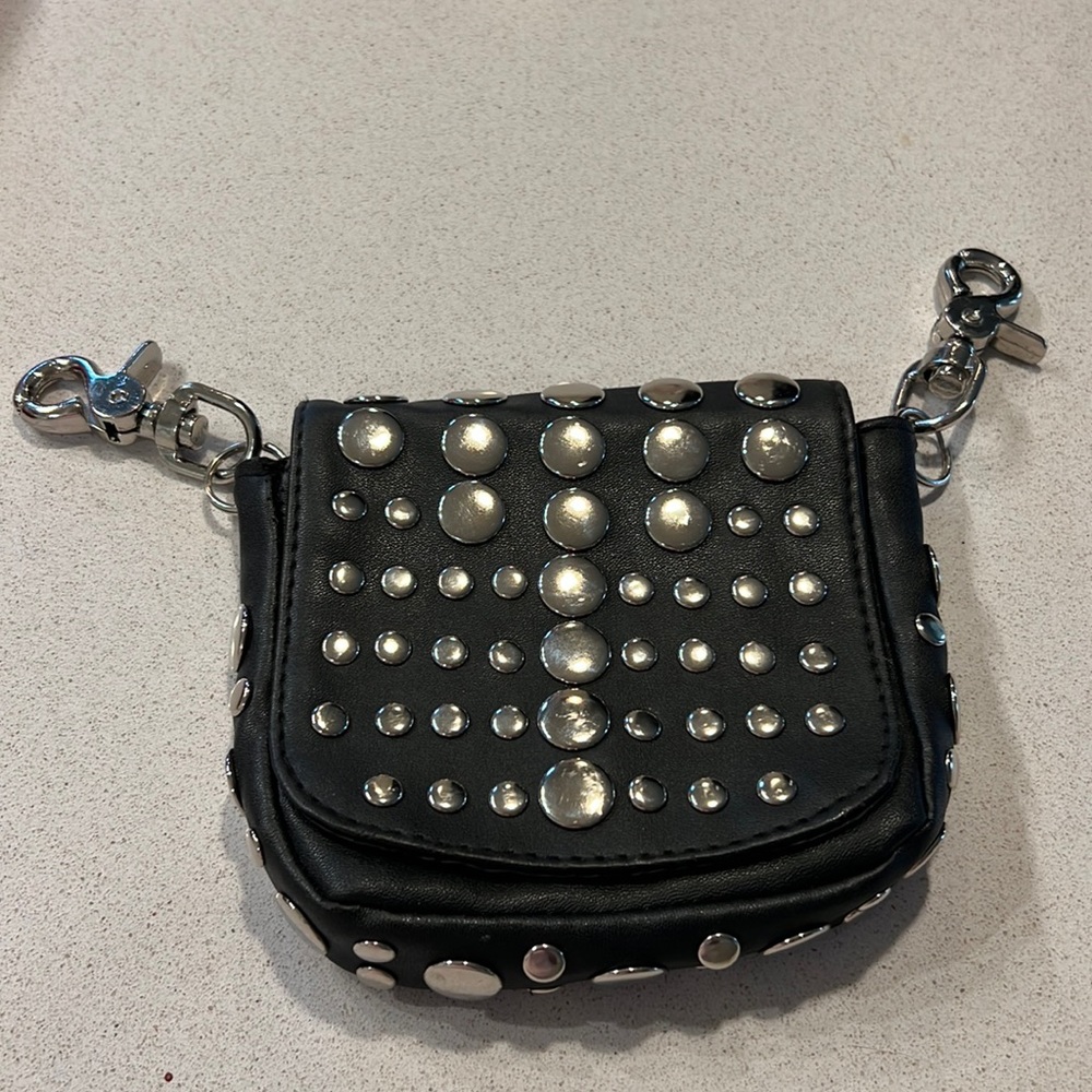 Like new leather belt clip bag with silver studs